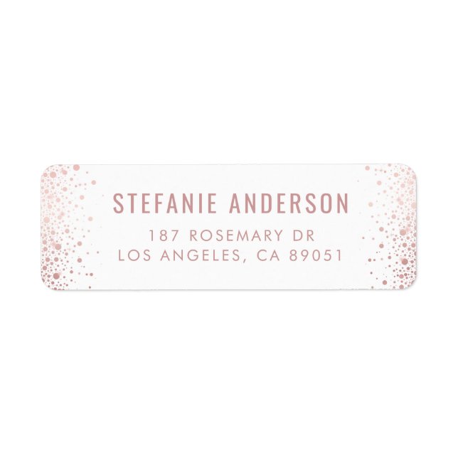 Modern Rose Gold Foil Confetti Dots White Wedding (Front)
