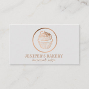 Modern rose gold foil cupcake homemade bakery business card