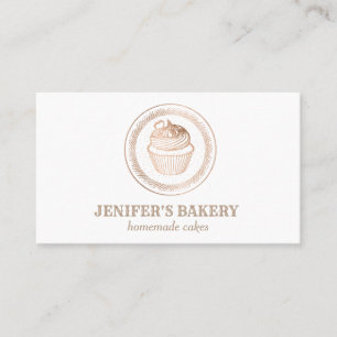 Modern rose gold foil cupcake homemade bakery business card