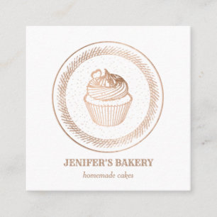 Modern rose gold foil cupcake homemade bakery square business card