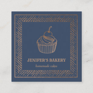 Modern rose gold foil cupcake homemade bakery square business card