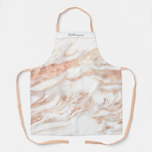 Modern Rose Gold Foil Marble Personalised Apron