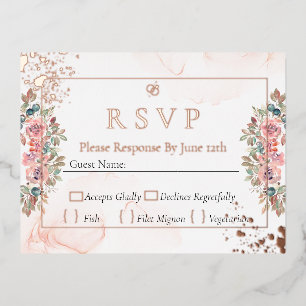 Modern rose gold foil rsvp wedding foil holiday postcard