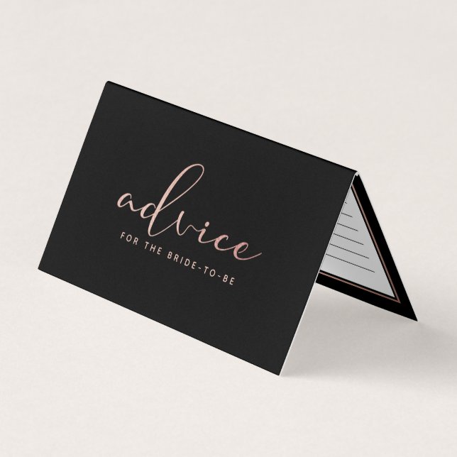 Modern Rose Gold Foil Script Advice Cards (Front)