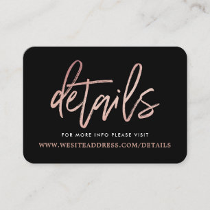 Modern Rose Gold Foil Script Details Enclosure Card