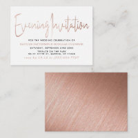 Modern Rose Gold Foil Script Evening Event Ticket 