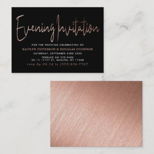 Modern Rose Gold Foil Script Evening Event Ticket  Enclosure Card