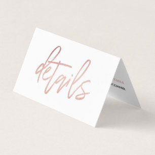 Modern Rose Gold Foil Script & Photo Detail Card