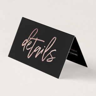 Modern Rose Gold Foil Script & Photo Detail Card
