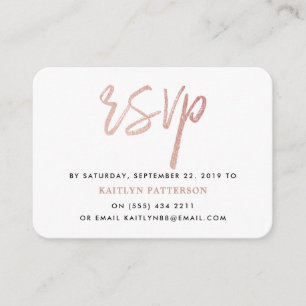 Modern Rose Gold Foil Script RSVP Enclosure Card
