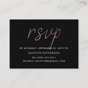 Modern Rose Gold Foil Script RSVP Enclosure Card