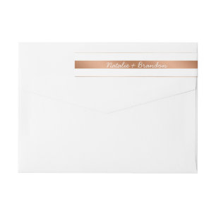 Modern Rose Gold Foil Stripes Monogram Wedding Wrap Around Label