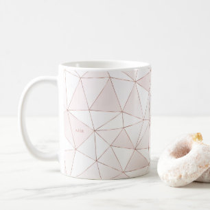 Modern Rose Gold Geometric Abstract Monogram Coffee Mug