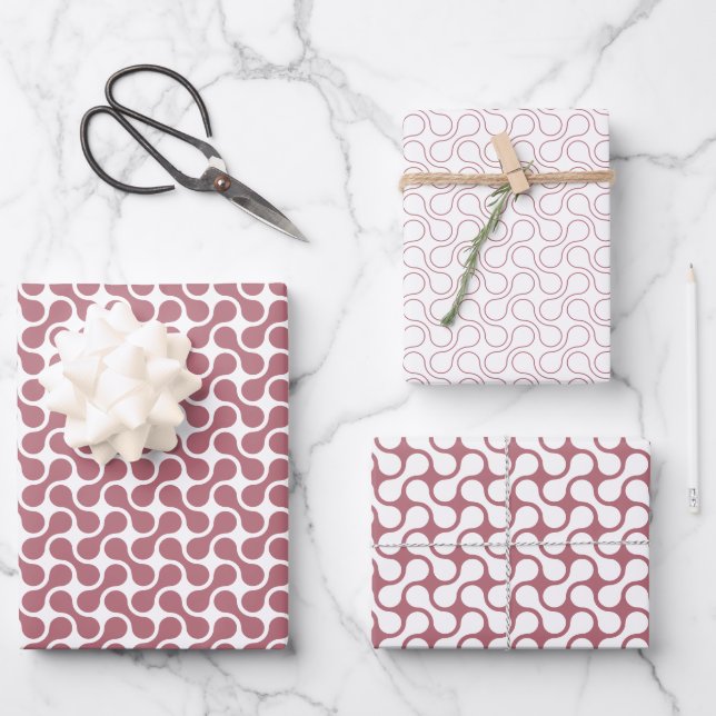 Modern Rose Gold Geometric Metaball Pattern Wrapping Paper Sheet (Front)