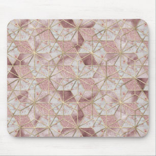 Modern rose gold geometric star flower pattern mouse mat