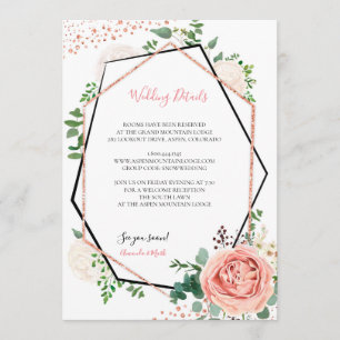 Modern Rose Gold Geometric Wedding Insert Card
