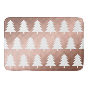 Modern rose gold geometric xmas trees bath mat