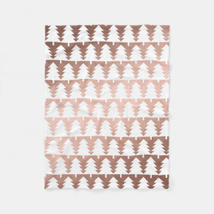 Modern rose gold geometric xmas trees fleece blanket