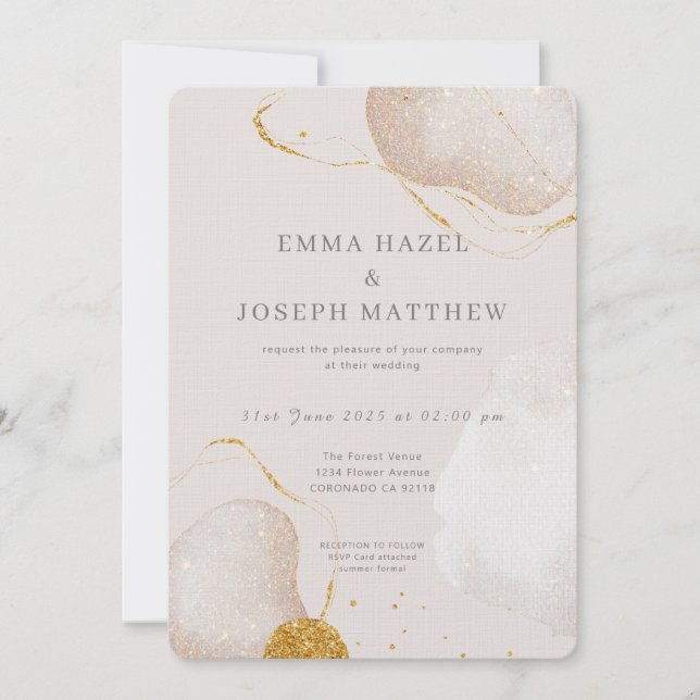 Modern rose gold glam Wedding Invitation (Front)