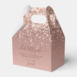 Modern Rose Gold Glitter Bat Mitzvah Favour Box