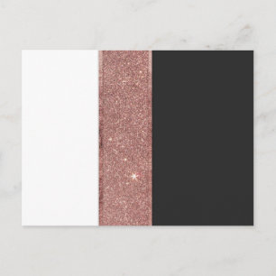 Modern Rose Gold Glitter Black White Colour Blocks Postcard