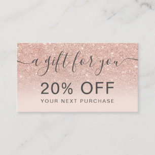 Modern rose gold glitter blush ombre professional discount card