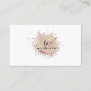 Modern Rose Gold Glitter Blush Watercolor Business Card