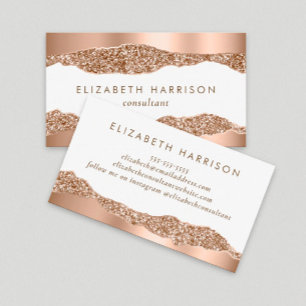 Modern Rose Gold Glitter Business Card