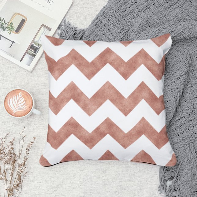 Modern Rose Gold Glitter Chevron Pattern Cushion (Creator Uploaded)