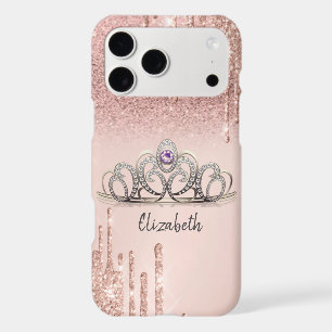 Modern Rose Gold Glitter Drips Ombre Tiara