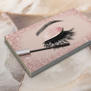 Modern Rose Gold Glitter Eyelash Extensions Salon Business Card