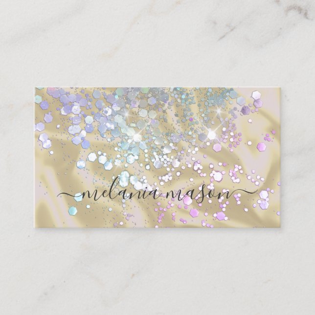 Modern Rose Gold Glitter Gold Makeup Artist Business Card (Front)