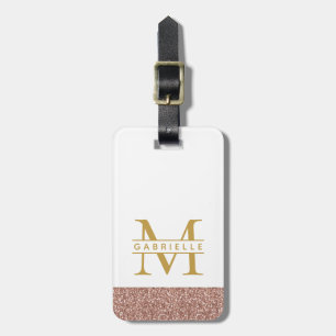 Modern Rose Gold Glitter & Gold Travel Bag Luggage Tag