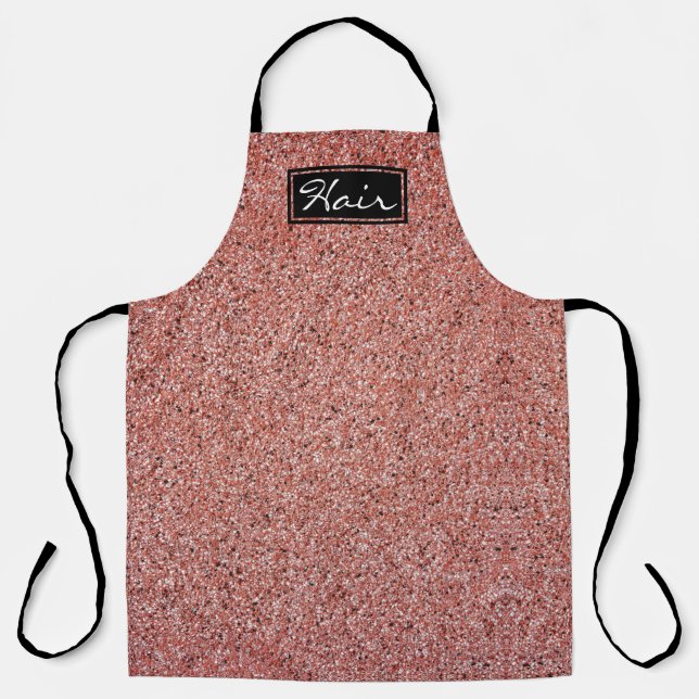 Modern Rose Gold Glitter Hair Stylist Apron (Front)