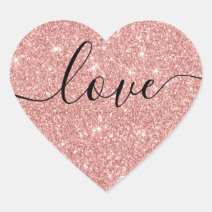 Modern Rose Gold Glitter Love Script Wedding Seal