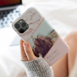 Modern rose gold glitter marble blush names photo iPhone 11 pro case<br><div class="desc">Modern rose gold glitter marble blush names photo with rose gold glitter sparkles geometric stripes,  editable pastel blush pink colour block,  add your names and your photo. Perfect gift for her,  your bestie or sister.</div>