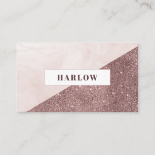 Modern Rose Gold Glitter Marble Blush Pink Business Card
