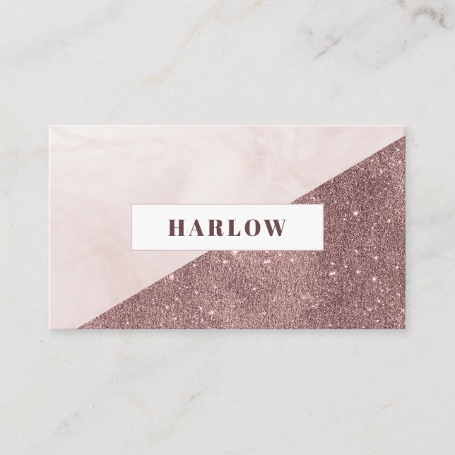 Modern Rose Gold Glitter Marble Blush Pink Business Card (Front)