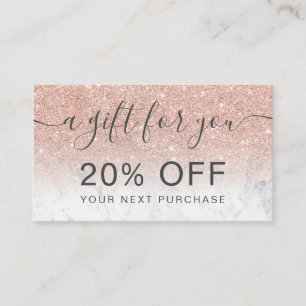 Modern rose gold glitter marble ombre professional discount card