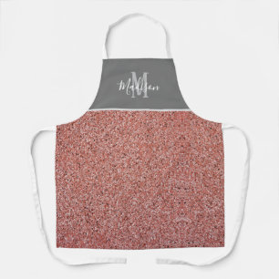 Modern Rose Gold Glitter Monogram Personalised Apron