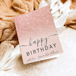 Modern rose gold glitter ombre 2 photo birthday card<br><div class="desc">Modern rose gold glitter ombre pastel blush pink 2 photo happy birthday greeting card.</div>