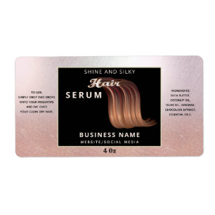 Modern rose gold glitter ombre  hair serum label