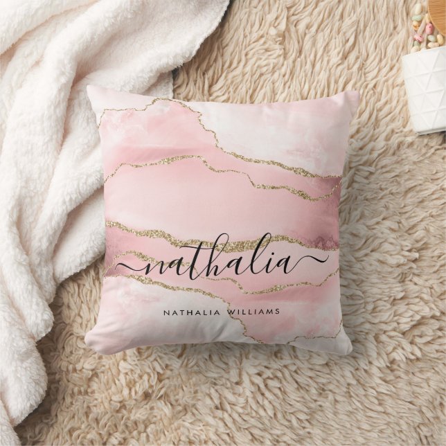 Modern Rose Gold Glitter Personalised  Cushion (Blanket)
