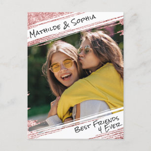   Modern Rose Gold Glitter & Photo BBF Best Friend Postcard