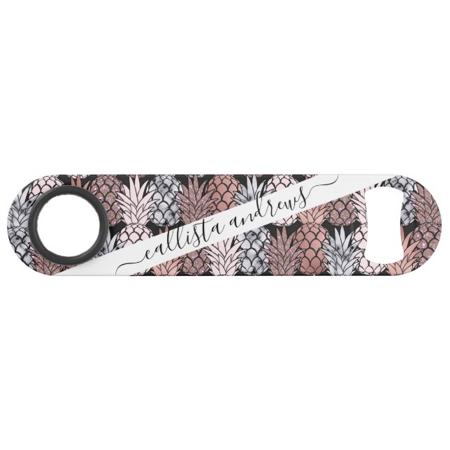 Modern Rose Gold Glitter Pink Pineapples Pattern (Front (Horizontal))