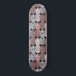 Modern Rose Gold Glitter Pink Pineapples Pattern Skateboard<br><div class="desc">This elegant and modern design is a marrying between tropical summer elements and chic modern elements. It features a faux printed rose gold sparkly glitter, rose gold foil, black and white marble, and blush pink pineapple collage pattern. It's stylish, trendy, luxurious, glamourous, and chic! ***IMPORTANT DESIGN NOTE: For any custom...</div>