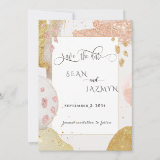 Modern Rose Gold Glitter Save The Date  Invitation