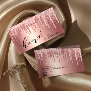 Modern rose gold glitter scissors hairstylist business card