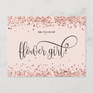 modern rose gold glitter will you be my flowergirl invitation