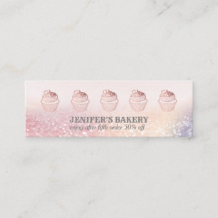 Modern rose gold glittery cupcake homemade bakery mini business card